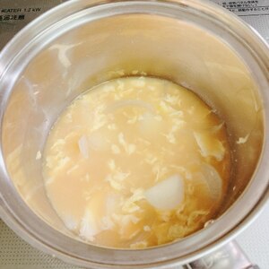 揚げ物で残った卵でかきたま味噌汁✿大根たまねぎ入り